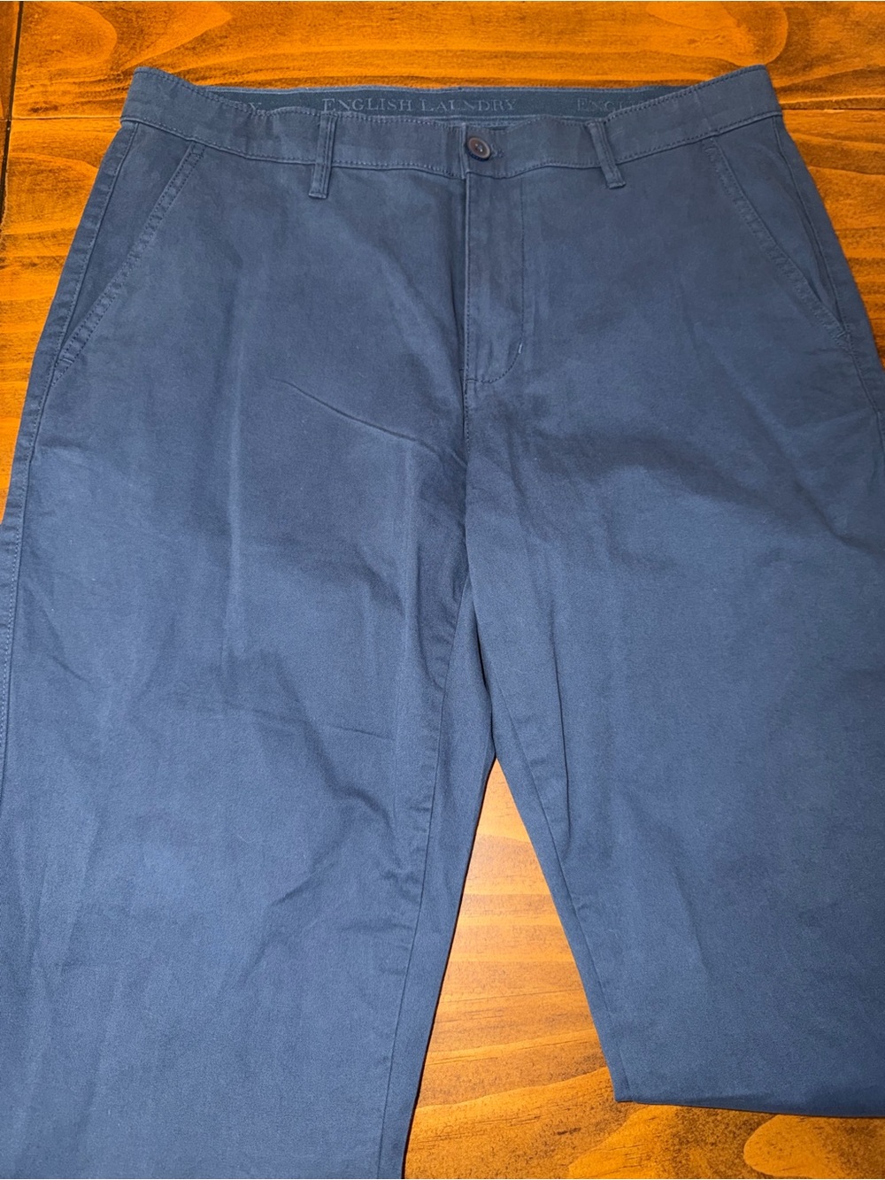 English Laundry Men’s Chino Pants 34x30 Blue Stretch Cotton Flat Front Casual